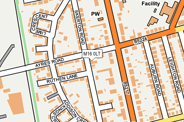 M16 0LT map - OS OpenMap – Local (Ordnance Survey)