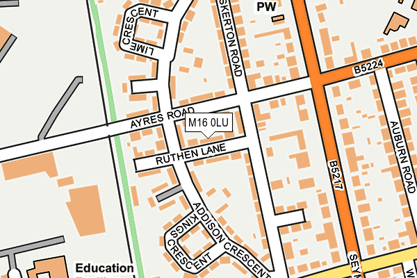 M16 0LU map - OS OpenMap – Local (Ordnance Survey)