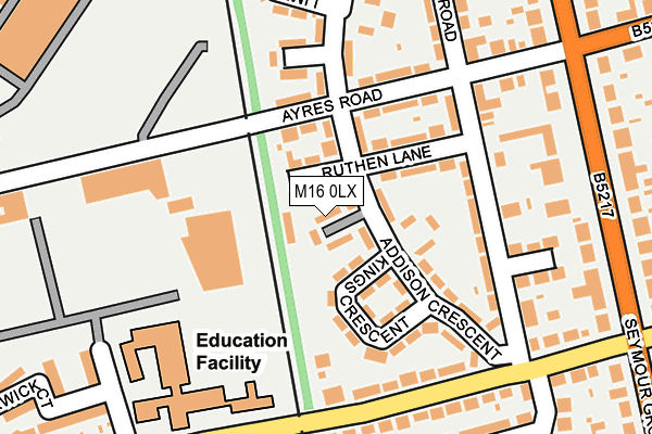 M16 0LX map - OS OpenMap – Local (Ordnance Survey)