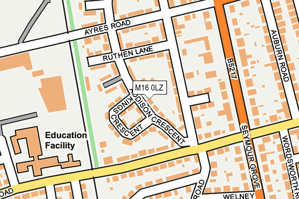 M16 0LZ map - OS OpenMap – Local (Ordnance Survey)