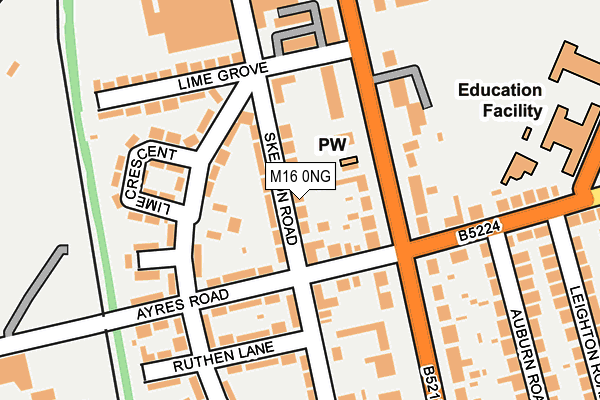 M16 0NG map - OS OpenMap – Local (Ordnance Survey)