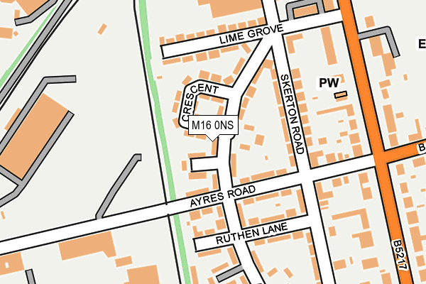 M16 0NS map - OS OpenMap – Local (Ordnance Survey)