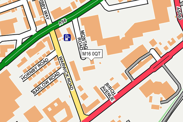 M16 0QT map - OS OpenMap – Local (Ordnance Survey)