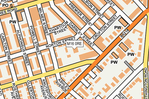 M16 0RE map - OS OpenMap – Local (Ordnance Survey)