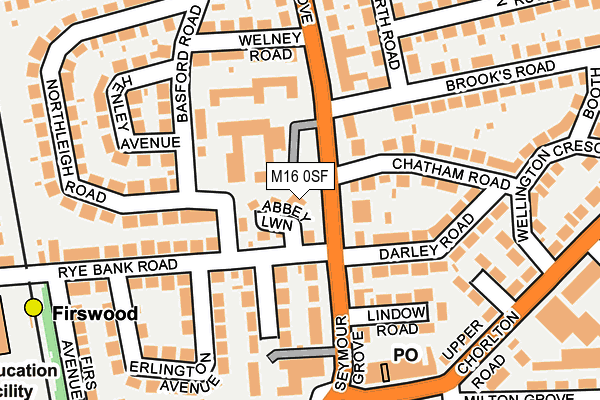 M16 0SF map - OS OpenMap – Local (Ordnance Survey)