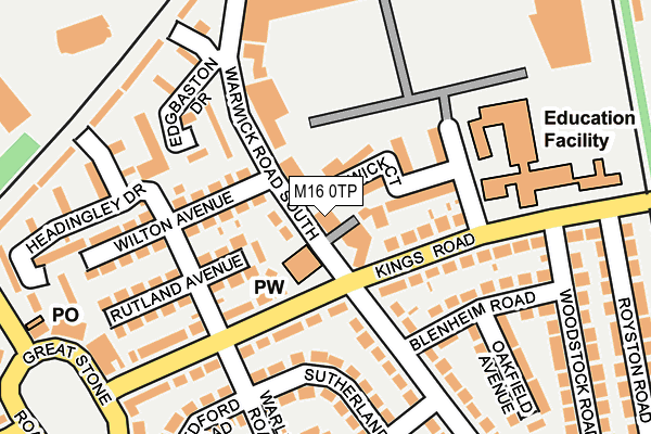 M16 0TP map - OS OpenMap – Local (Ordnance Survey)