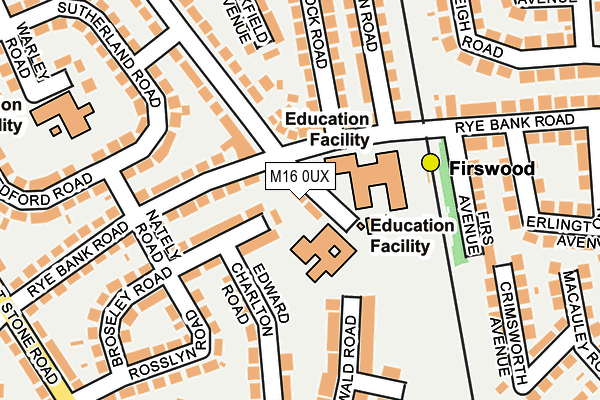 M16 0UX map - OS OpenMap – Local (Ordnance Survey)