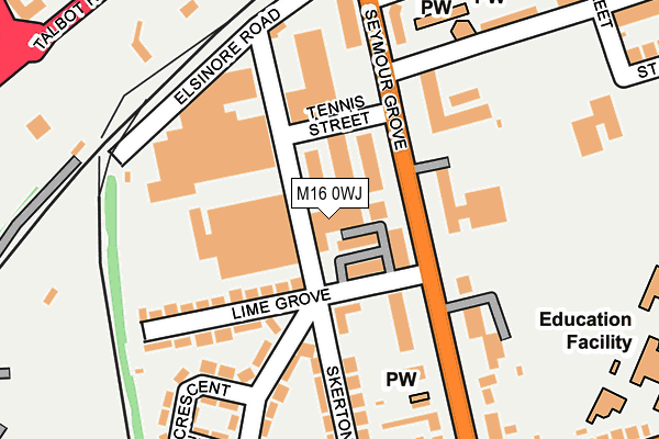 M16 0WJ map - OS OpenMap – Local (Ordnance Survey)