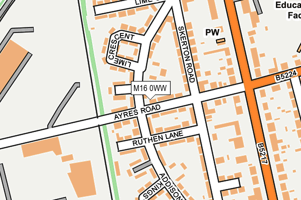 M16 0WW map - OS OpenMap – Local (Ordnance Survey)