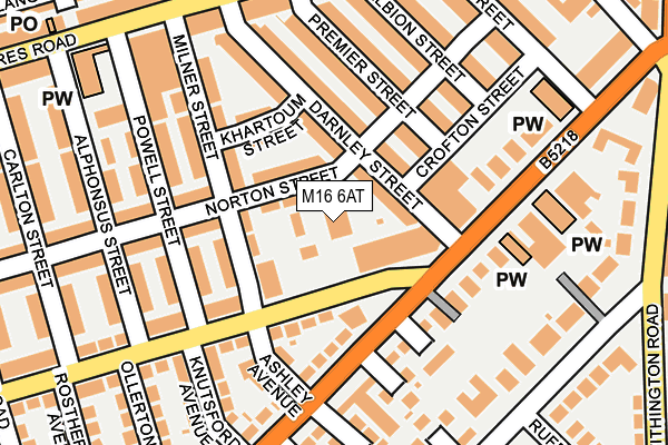 M16 6AT map - OS OpenMap – Local (Ordnance Survey)