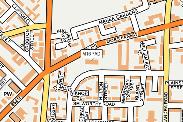 M16 7AD map - OS OpenMap – Local (Ordnance Survey)