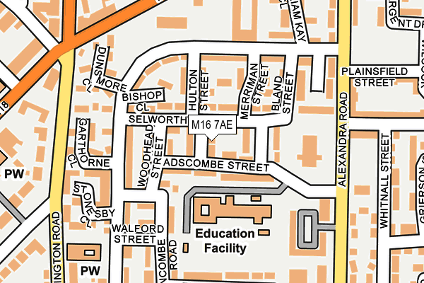 M16 7AE map - OS OpenMap – Local (Ordnance Survey)