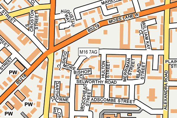 M16 7AG map - OS OpenMap – Local (Ordnance Survey)