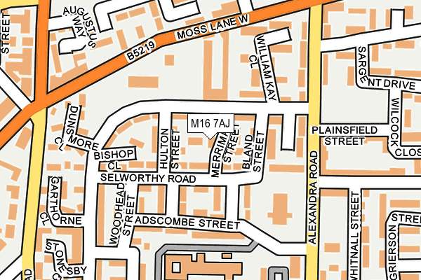 M16 7AJ map - OS OpenMap – Local (Ordnance Survey)