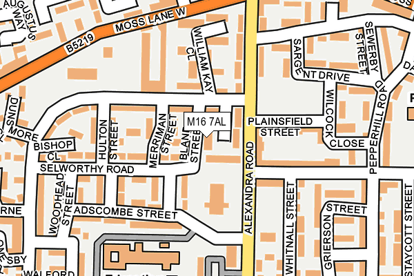 M16 7AL map - OS OpenMap – Local (Ordnance Survey)