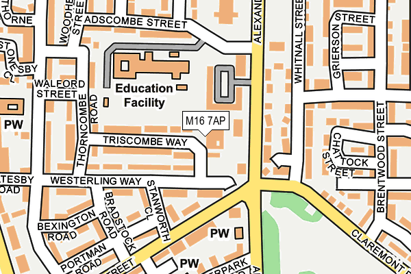 M16 7AP map - OS OpenMap – Local (Ordnance Survey)