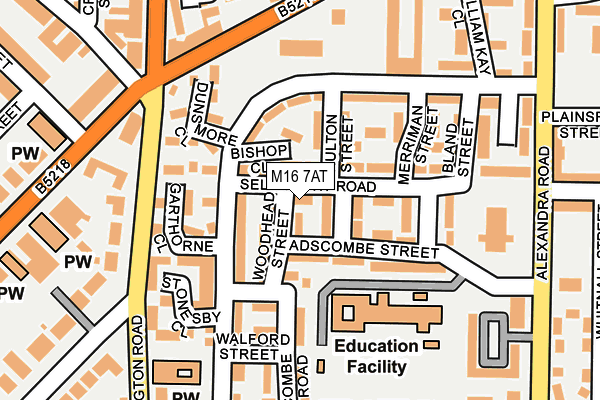 M16 7AT map - OS OpenMap – Local (Ordnance Survey)