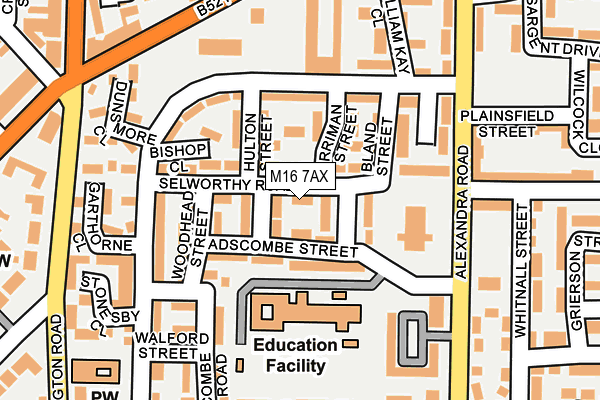 M16 7AX map - OS OpenMap – Local (Ordnance Survey)