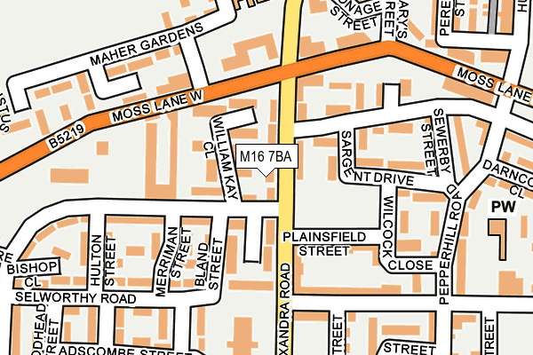 M16 7BA map - OS OpenMap – Local (Ordnance Survey)