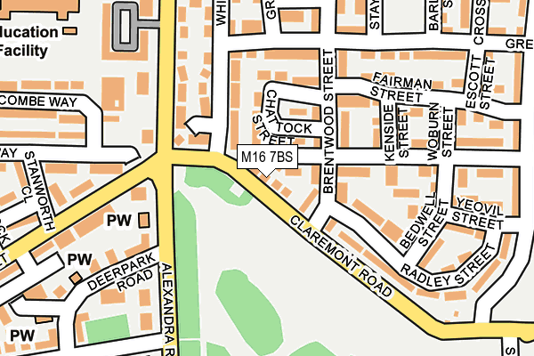 M16 7BS map - OS OpenMap – Local (Ordnance Survey)