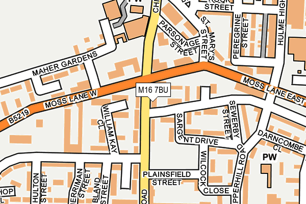 M16 7BU map - OS OpenMap – Local (Ordnance Survey)