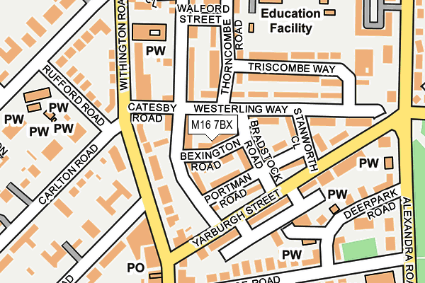 M16 7BX map - OS OpenMap – Local (Ordnance Survey)