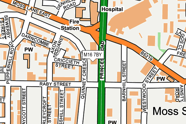 M16 7BY map - OS OpenMap – Local (Ordnance Survey)