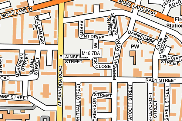 M16 7DA map - OS OpenMap – Local (Ordnance Survey)