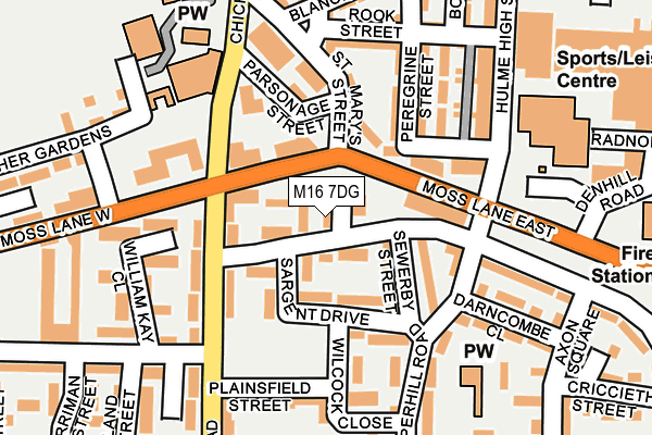 M16 7DG map - OS OpenMap – Local (Ordnance Survey)