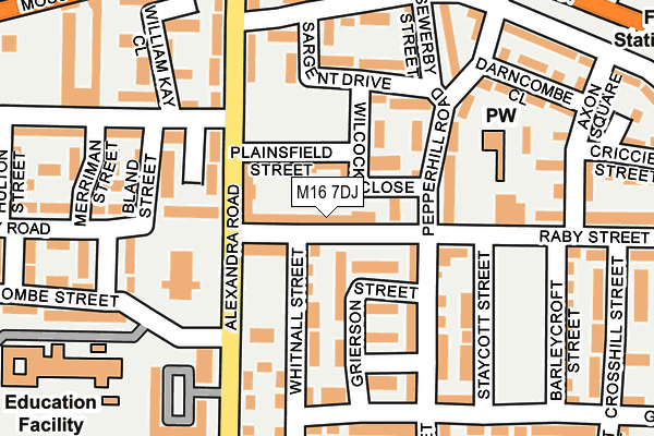 M16 7DJ map - OS OpenMap – Local (Ordnance Survey)