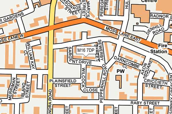 M16 7DP map - OS OpenMap – Local (Ordnance Survey)