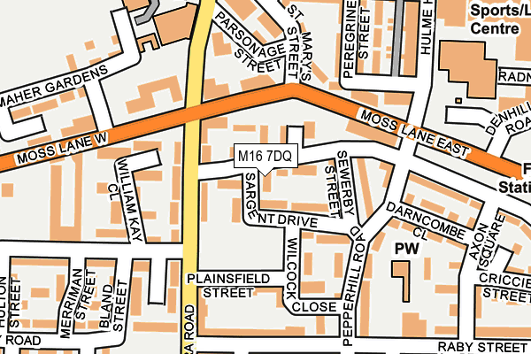 M16 7DQ map - OS OpenMap – Local (Ordnance Survey)