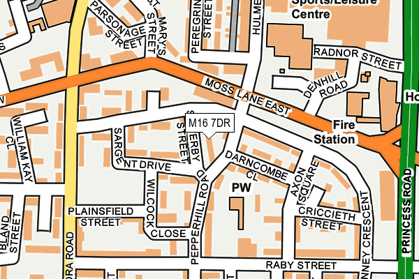 M16 7DR map - OS OpenMap – Local (Ordnance Survey)