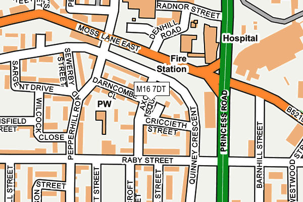 M16 7DT map - OS OpenMap – Local (Ordnance Survey)