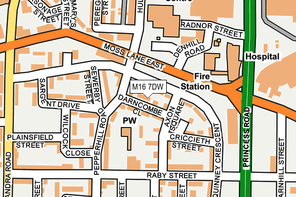 M16 7DW map - OS OpenMap – Local (Ordnance Survey)