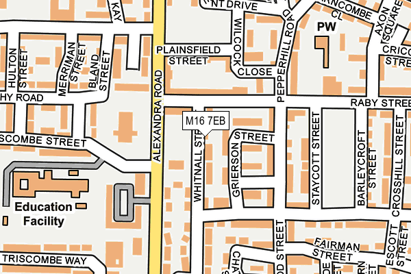 M16 7EB map - OS OpenMap – Local (Ordnance Survey)