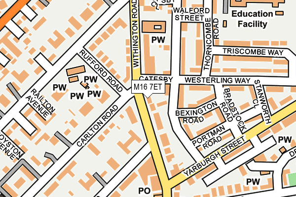 M16 7ET map - OS OpenMap – Local (Ordnance Survey)