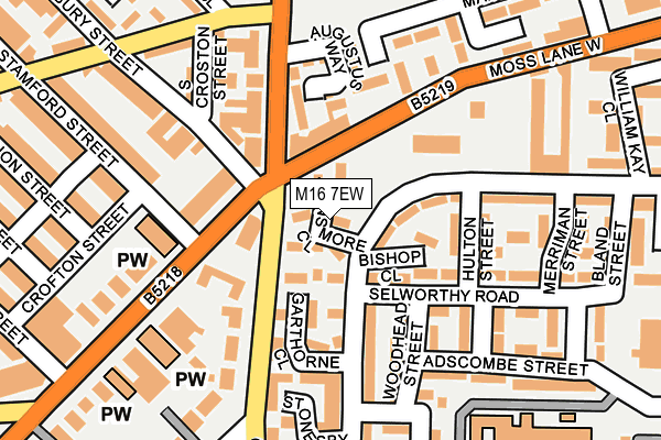 M16 7EW map - OS OpenMap – Local (Ordnance Survey)