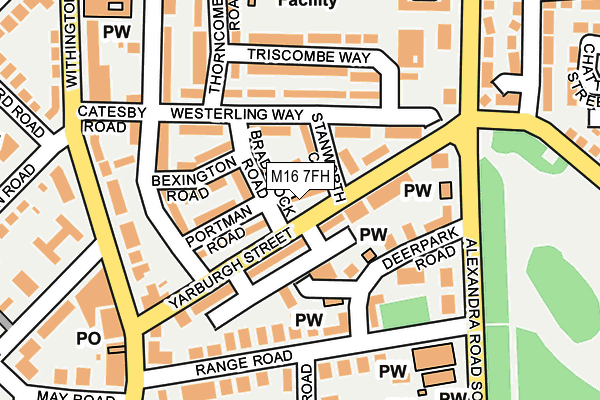 M16 7FH map - OS OpenMap – Local (Ordnance Survey)