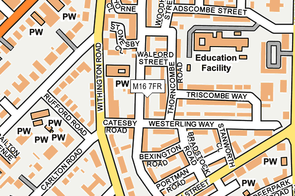 M16 7FR map - OS OpenMap – Local (Ordnance Survey)