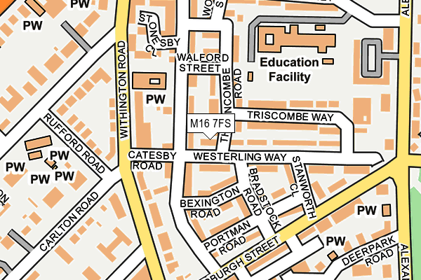 M16 7FS map - OS OpenMap – Local (Ordnance Survey)