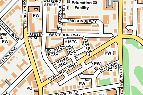 M16 7GJ map - OS OpenMap – Local (Ordnance Survey)