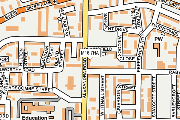 M16 7HA map - OS OpenMap – Local (Ordnance Survey)