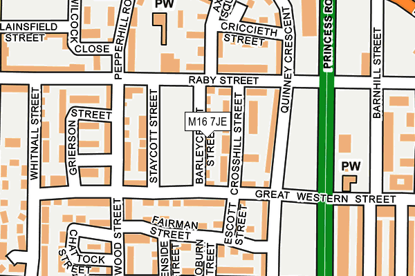 M16 7JE map - OS OpenMap – Local (Ordnance Survey)