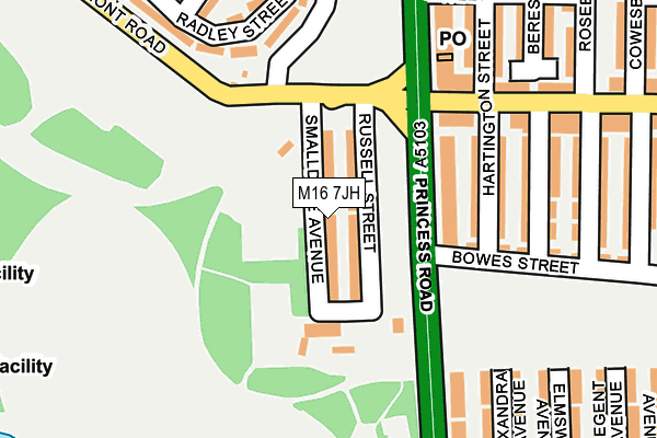 M16 7JH map - OS OpenMap – Local (Ordnance Survey)