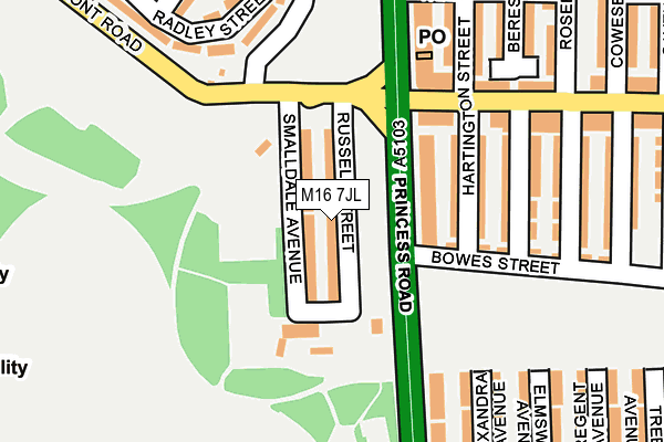 M16 7JL map - OS OpenMap – Local (Ordnance Survey)