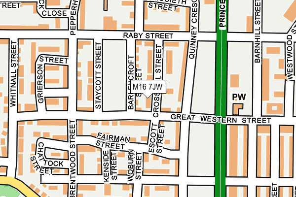 M16 7JW map - OS OpenMap – Local (Ordnance Survey)