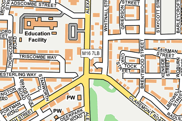 M16 7LB map - OS OpenMap – Local (Ordnance Survey)