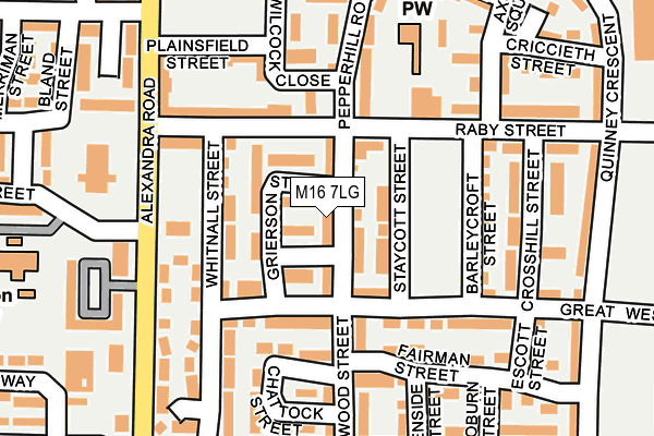 M16 7LG map - OS OpenMap – Local (Ordnance Survey)