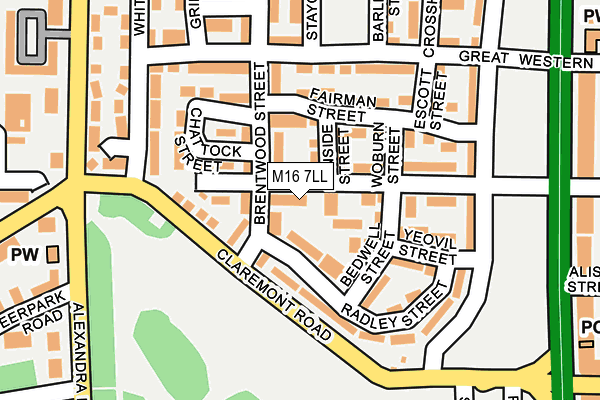 M16 7LL map - OS OpenMap – Local (Ordnance Survey)